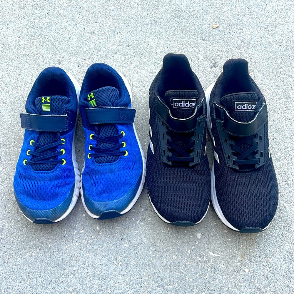 2Pairs of tennis shoes! 🤩 Adidas Adiwear size 3Y, Under Armour size 3Y